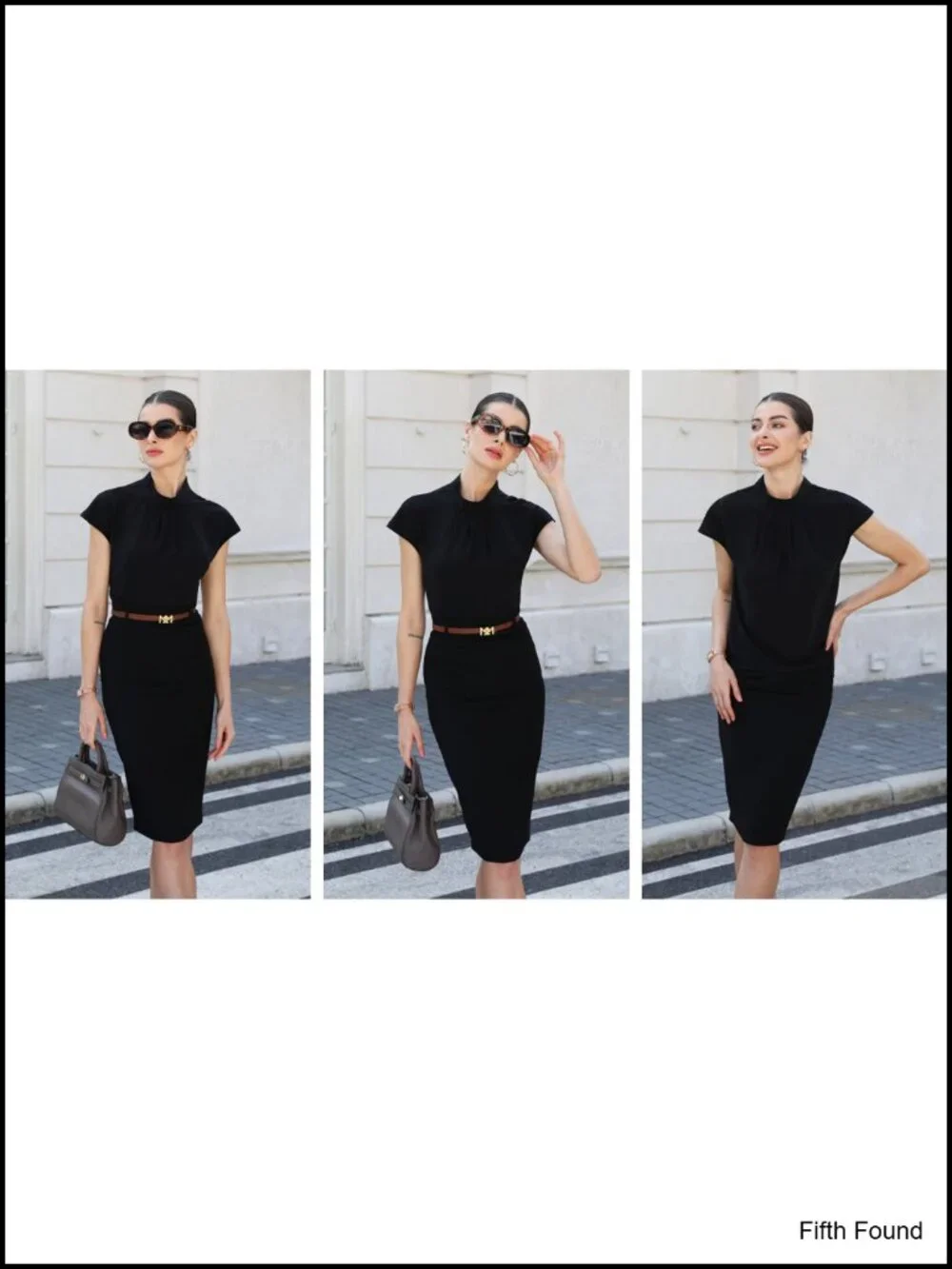 Women's Mock Neck Short Sleeve Chiffon Blouse - Picture 6 of 6